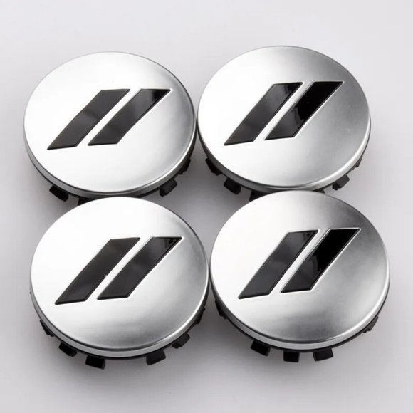 SRT Accessories New 63mm 4 Pcs Black Silver Srt Wheel Center Caps